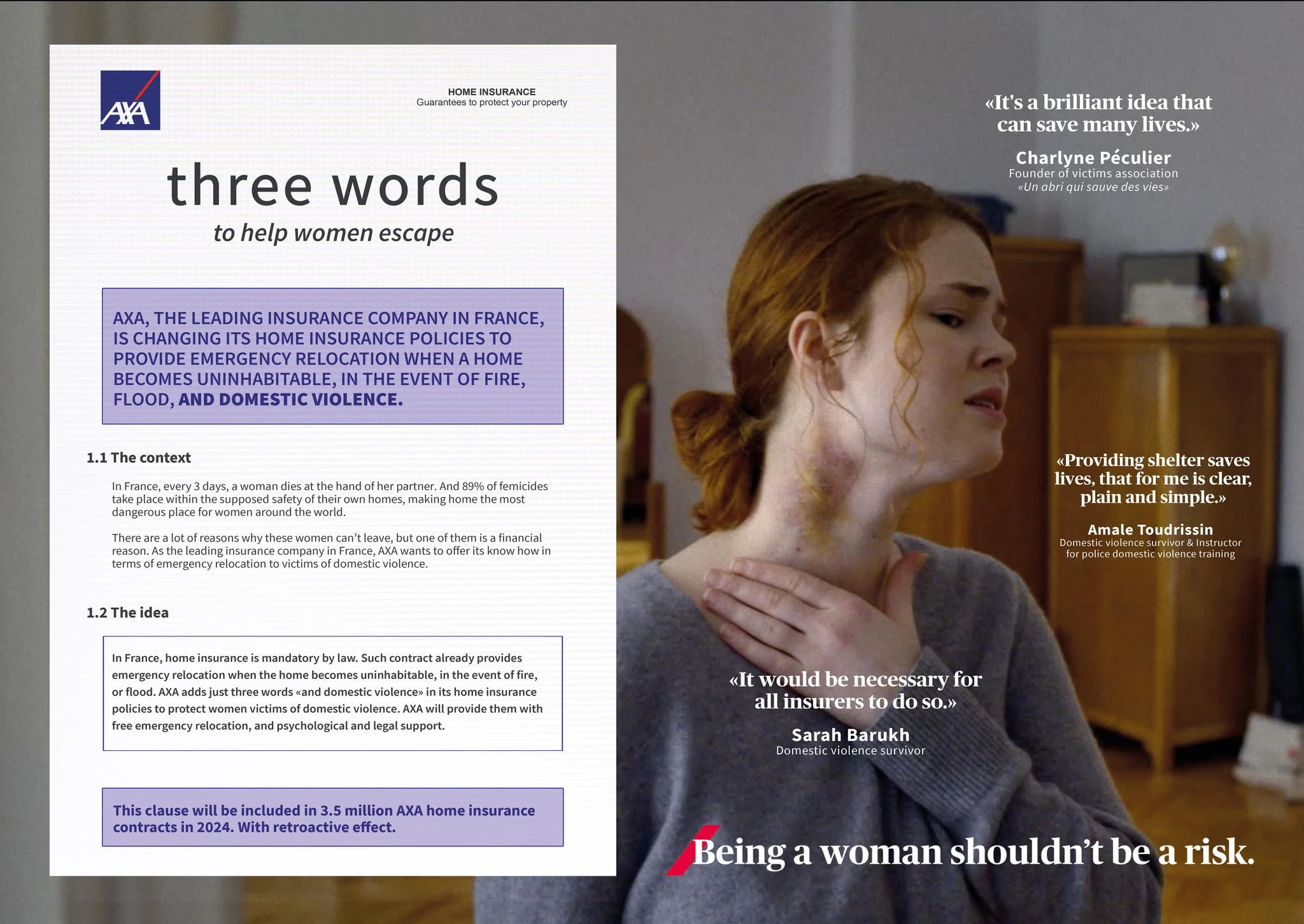 axa three words domestic violence home insurance contracts publicis conseil